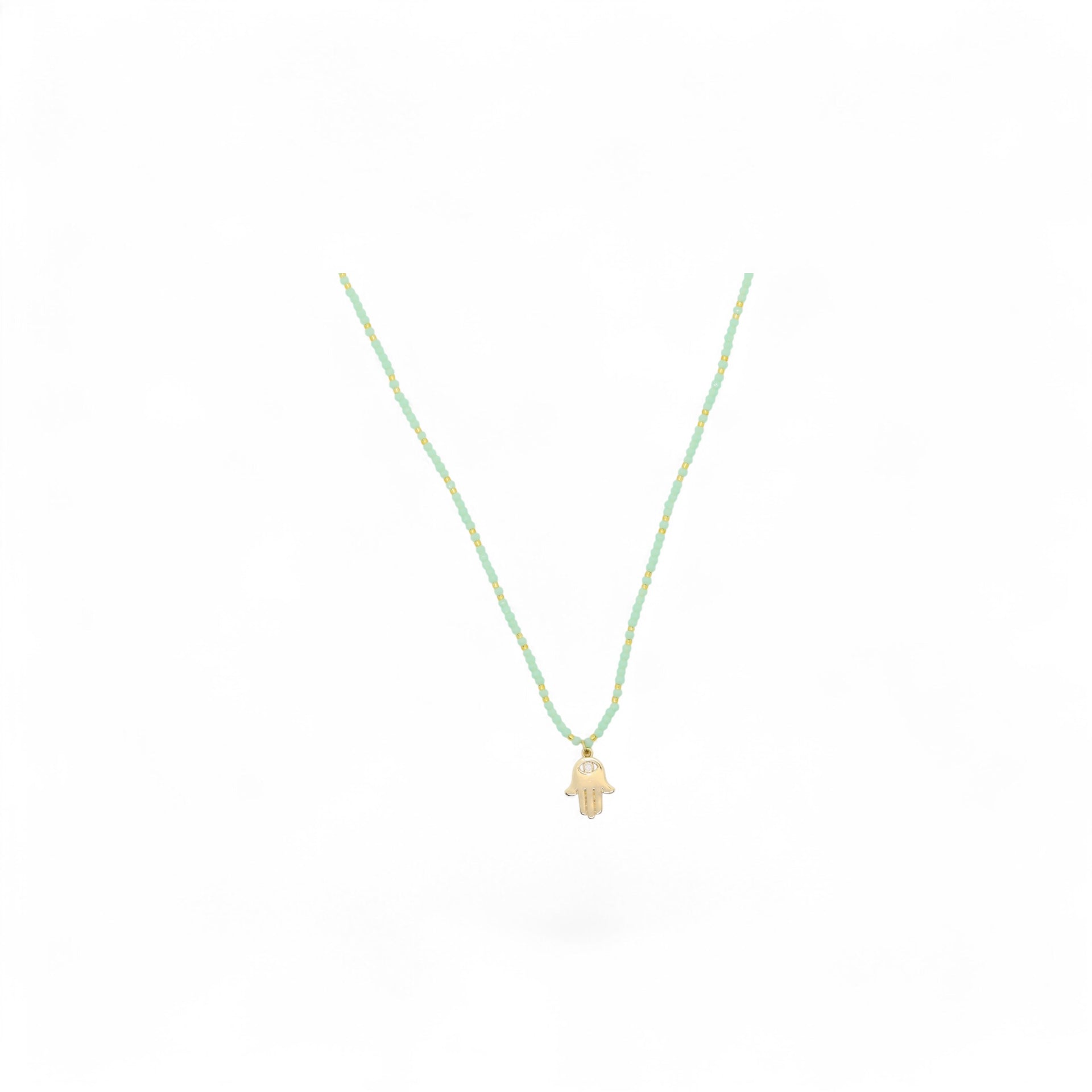 Green Hamsa Hand Necklace