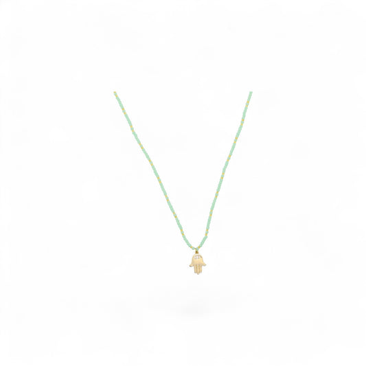 Green Hamsa Hand Necklace