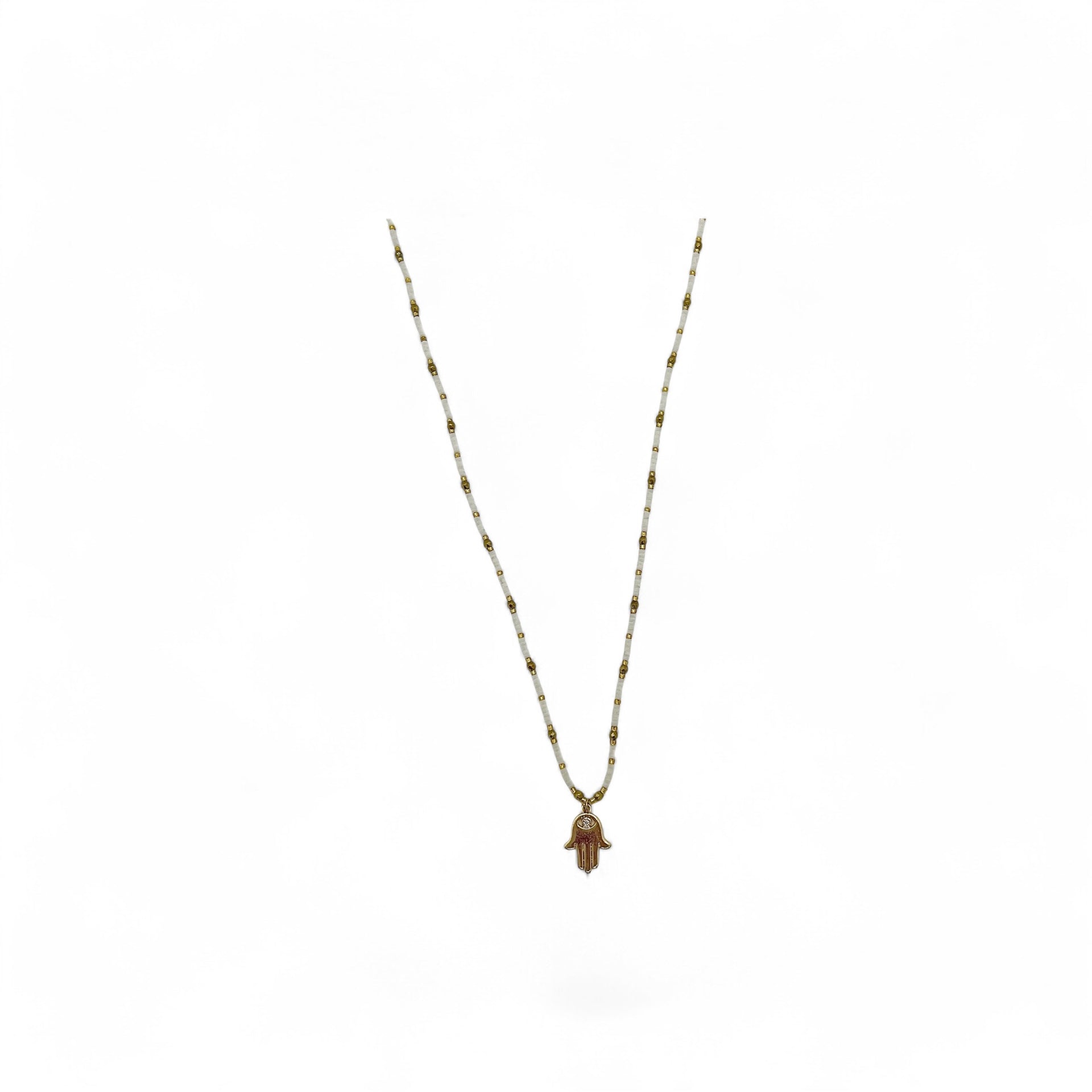 White Hamsa Hand Necklace