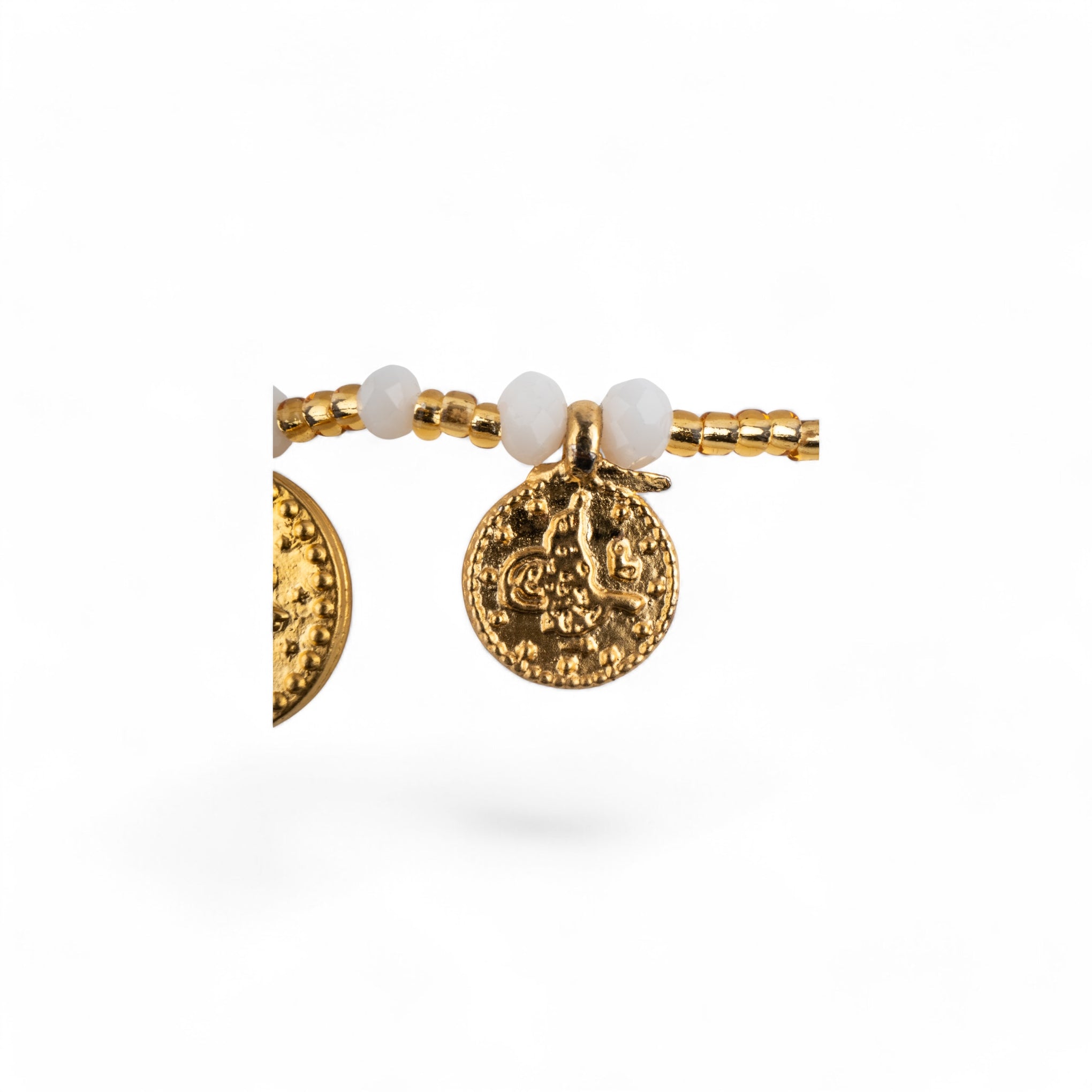 Collar Medallas de Oro Suerte Blanco