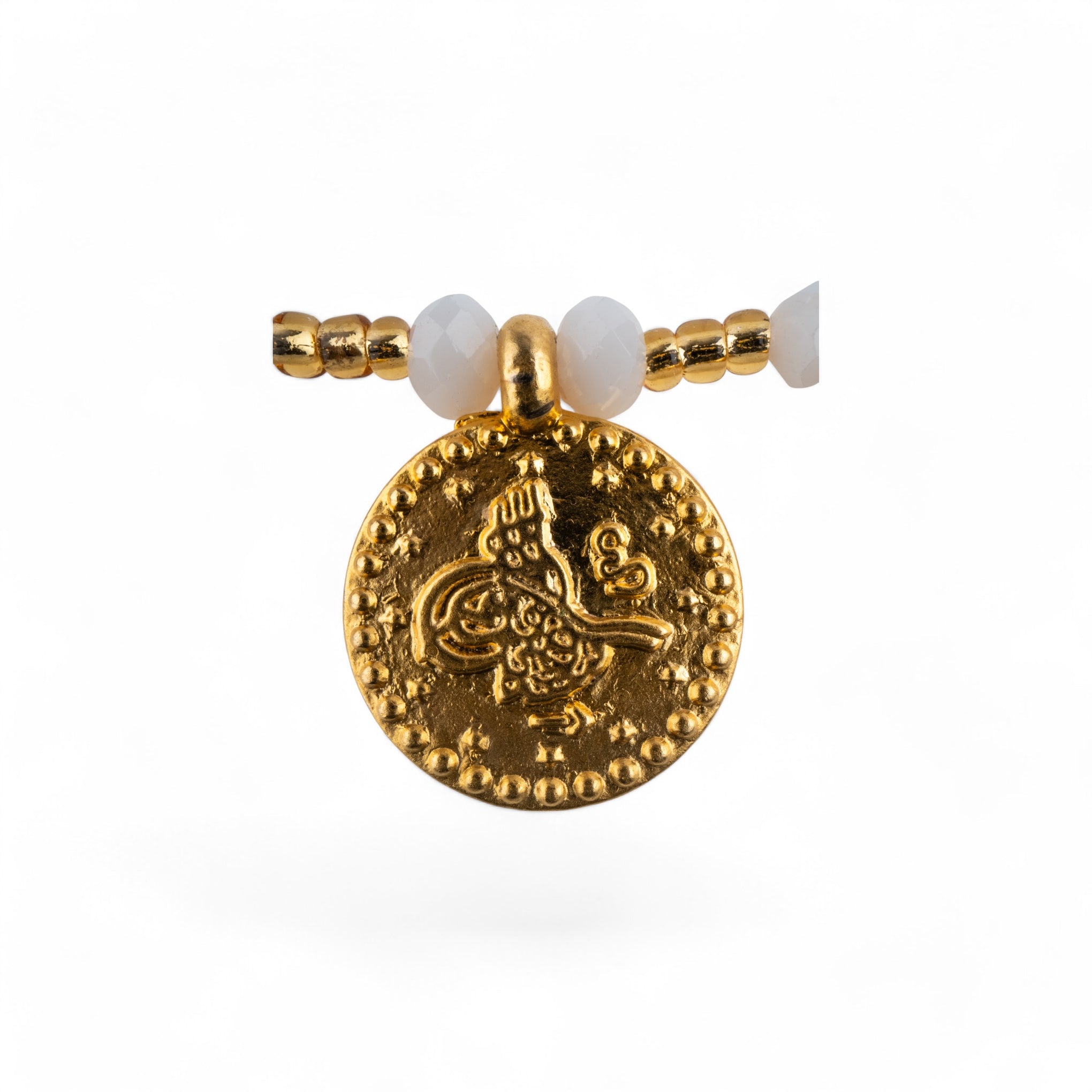 Collar Medallas de Oro Suerte Blanco