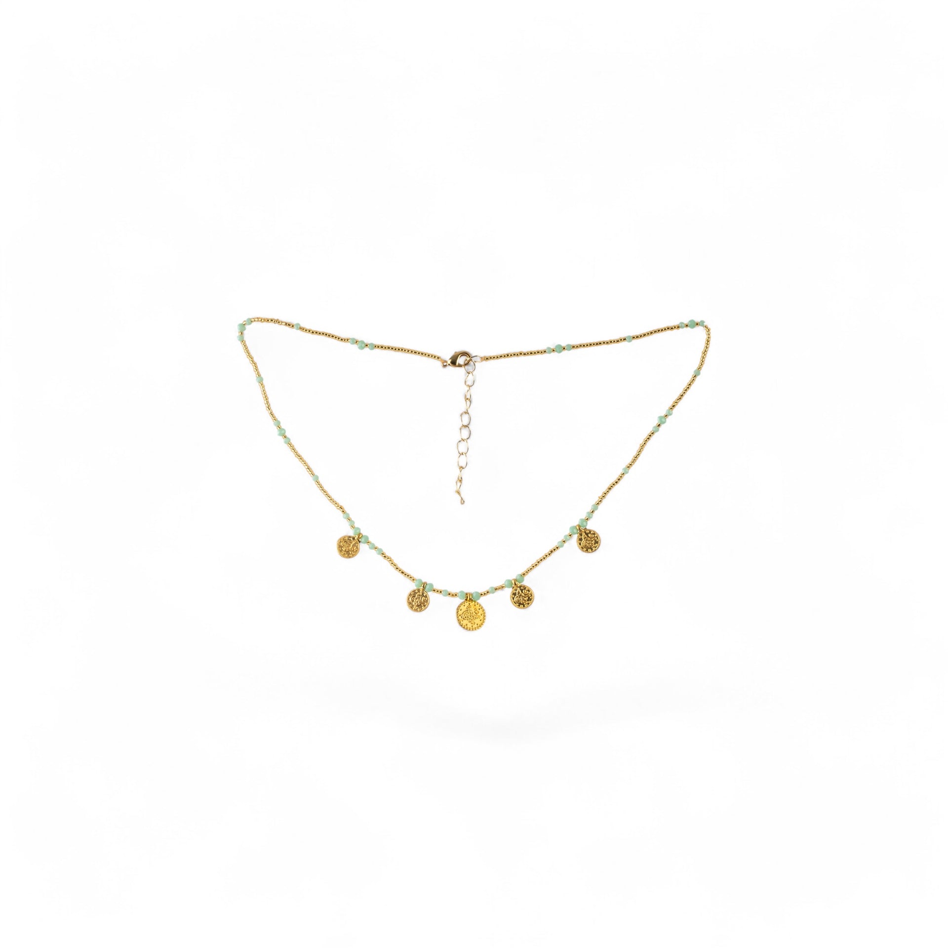 Collar Medallas de Oro Suerte Azul