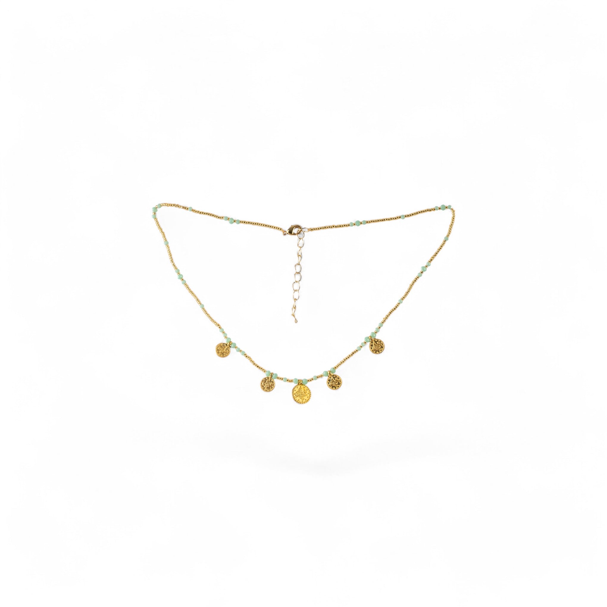 Collar Medallas de Oro Suerte Azul