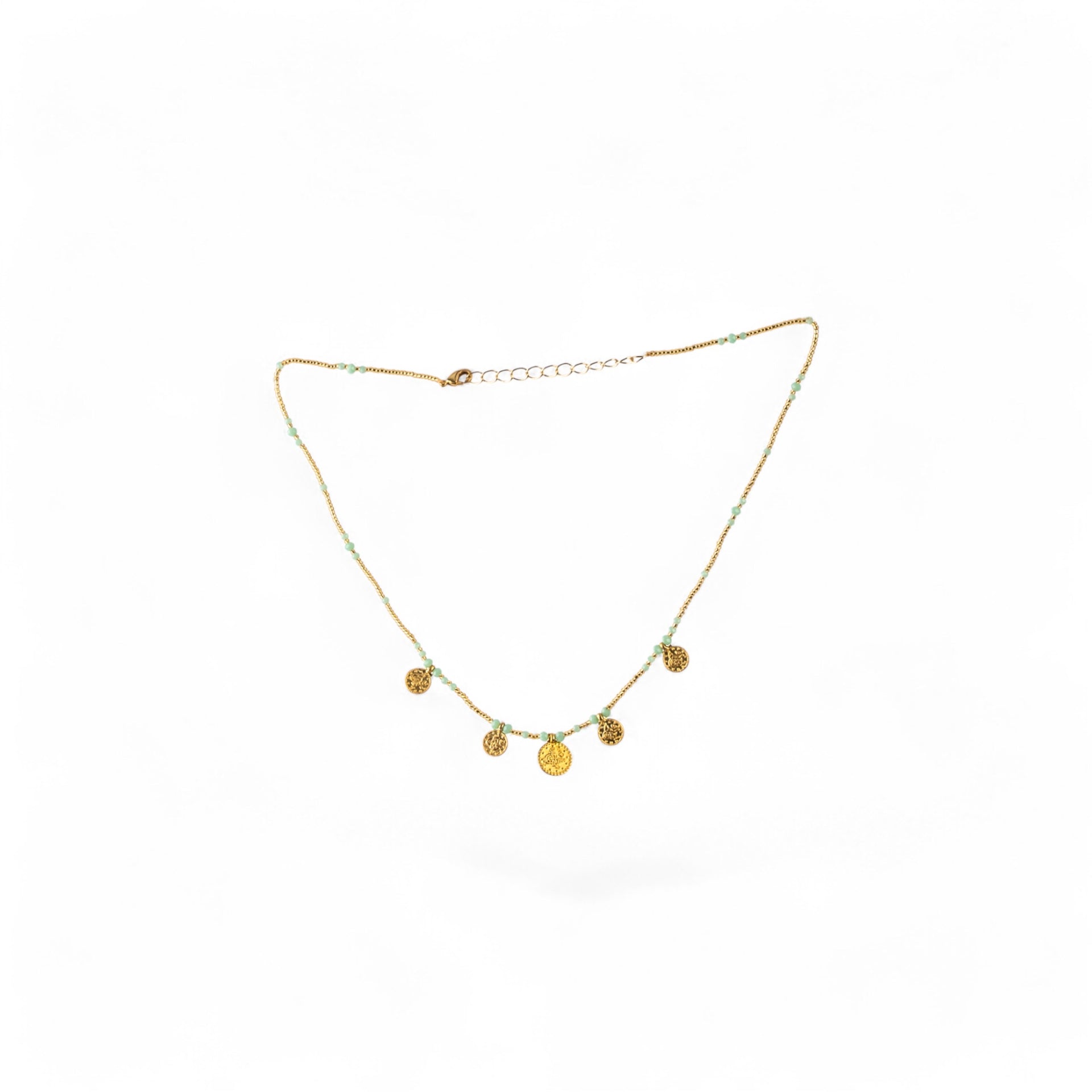 Collar Medallas de Oro Suerte Azul