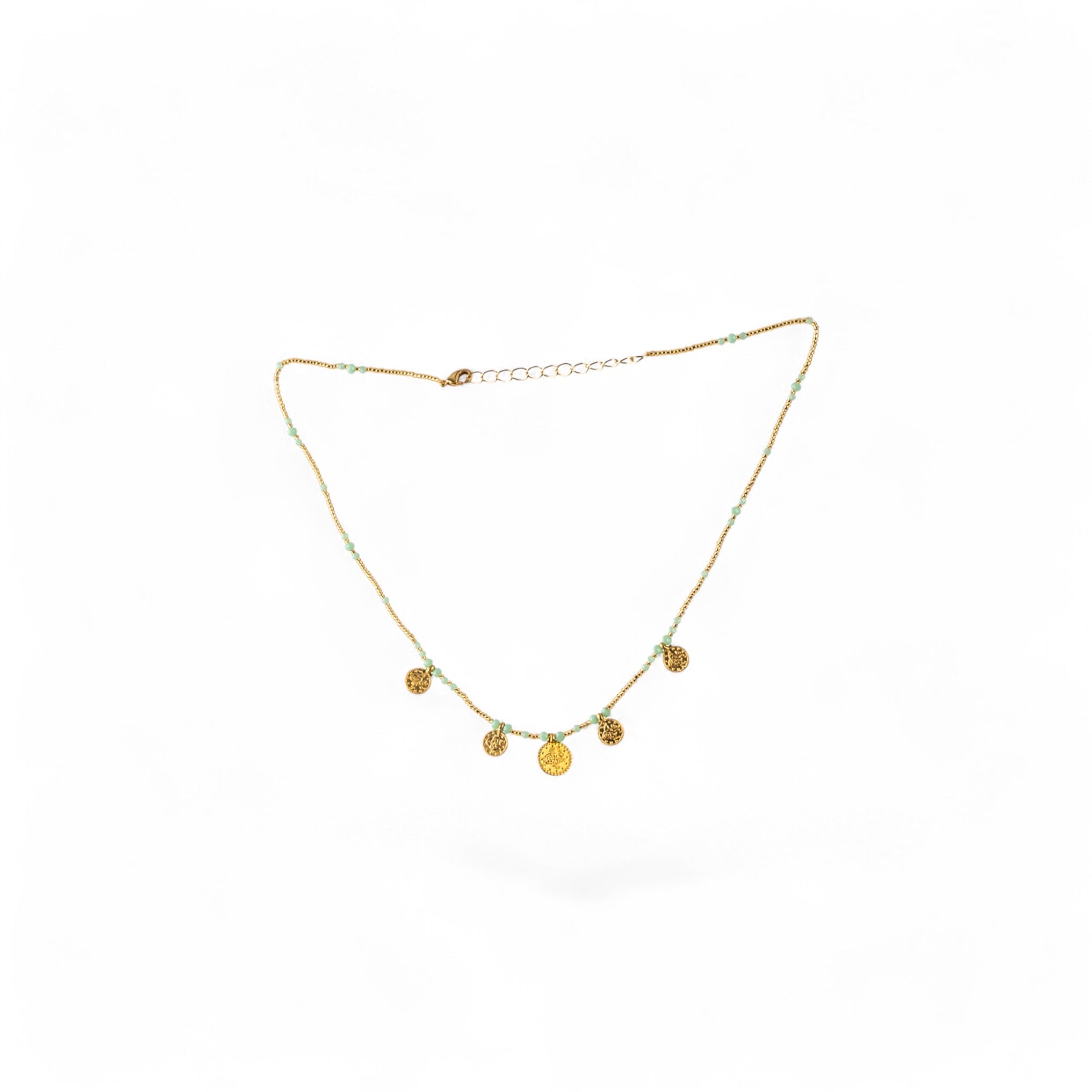 Collar Medallas de Oro Suerte Azul
