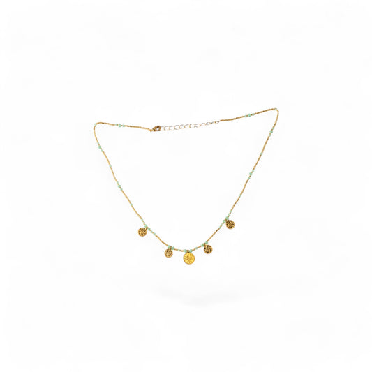Collar Medallas de Oro Suerte Azul