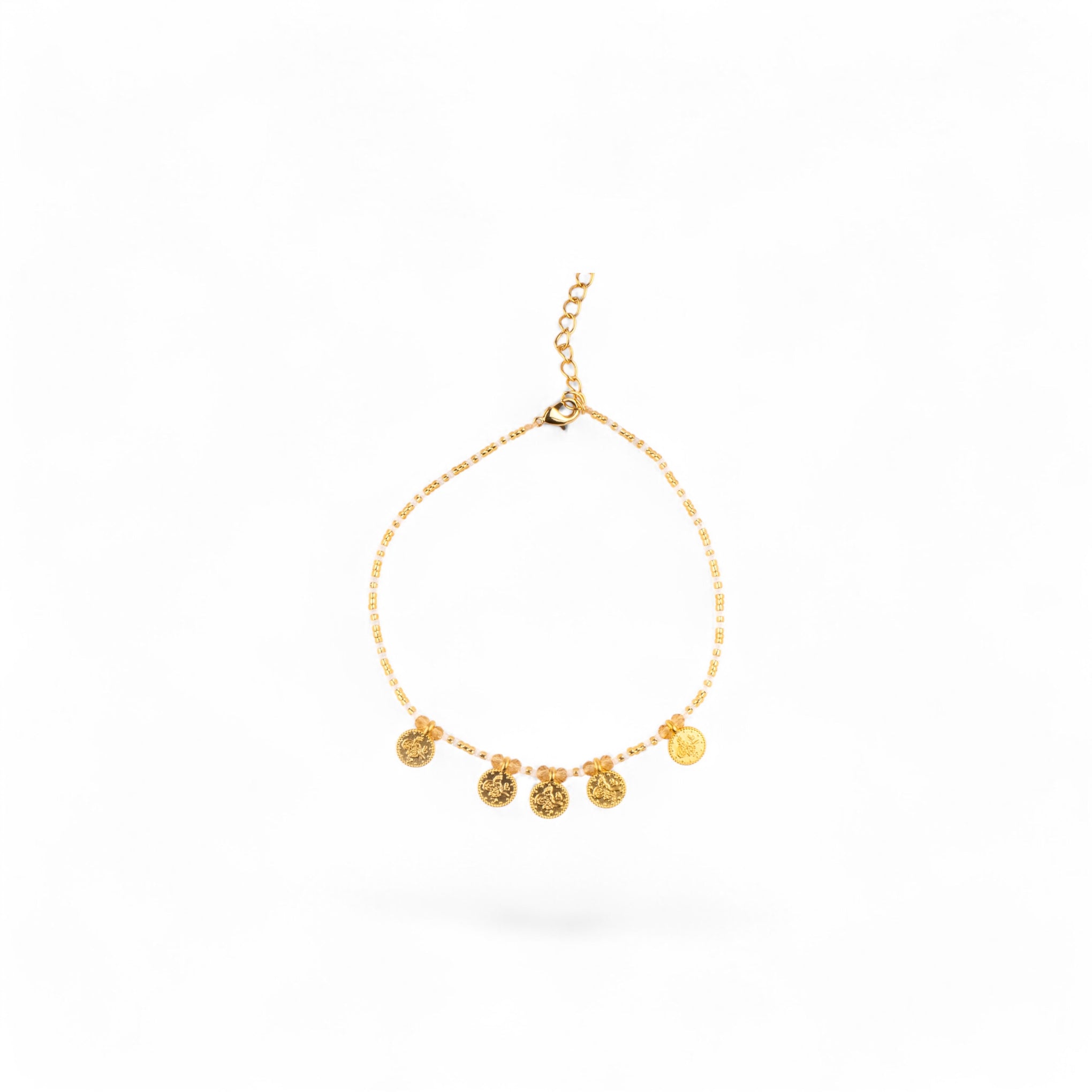 Tobillera Lucky Medallas Blancas