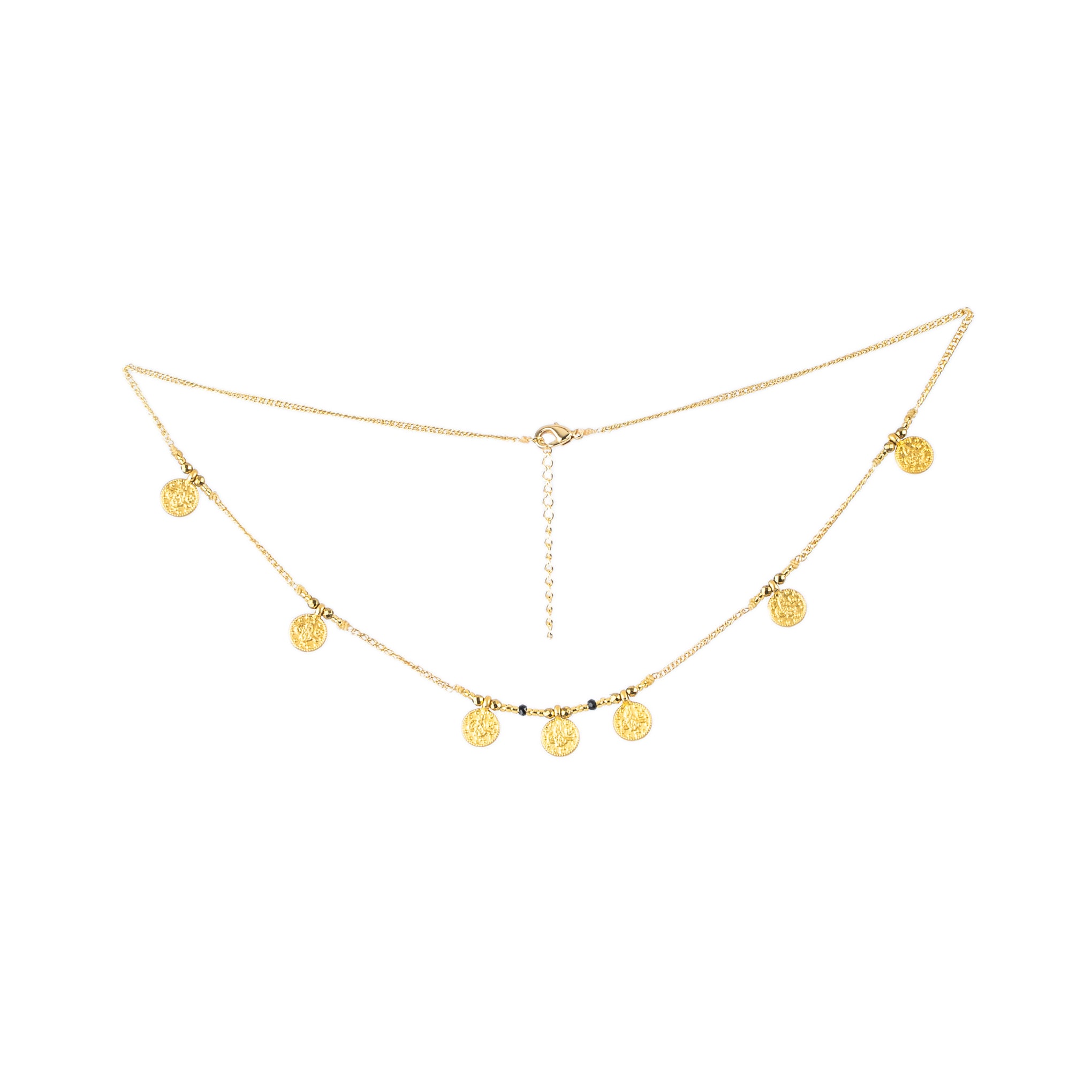 Gold Medals Black Necklace