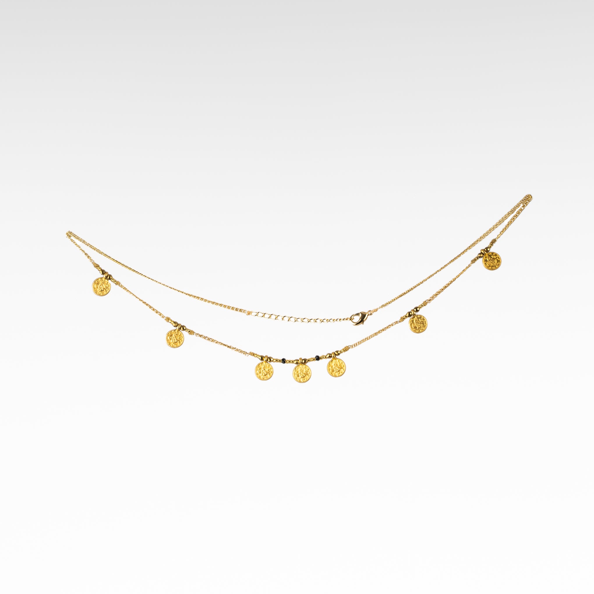 Gold Medals Black Necklace